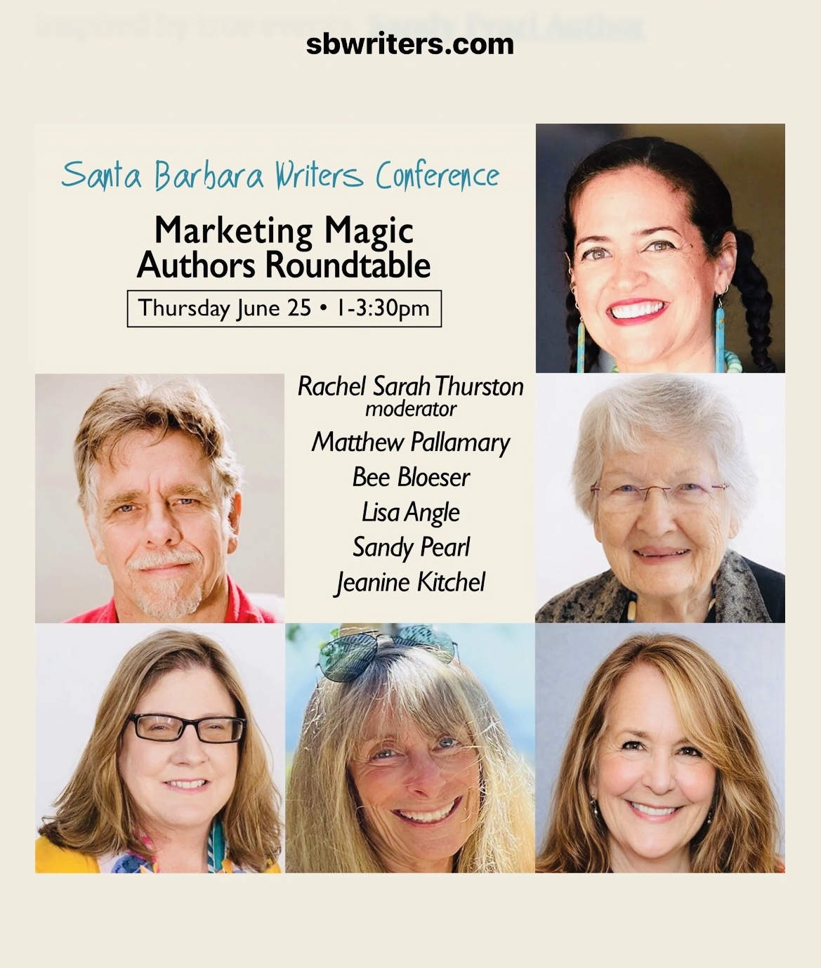 Marketing Magic Authors Roundtable panel — Rachel Sarah Thurston, Matthew Pallamary, Bee Bloeser, Lisa Angle, Sandy Pearl, Jeanine Kitchel