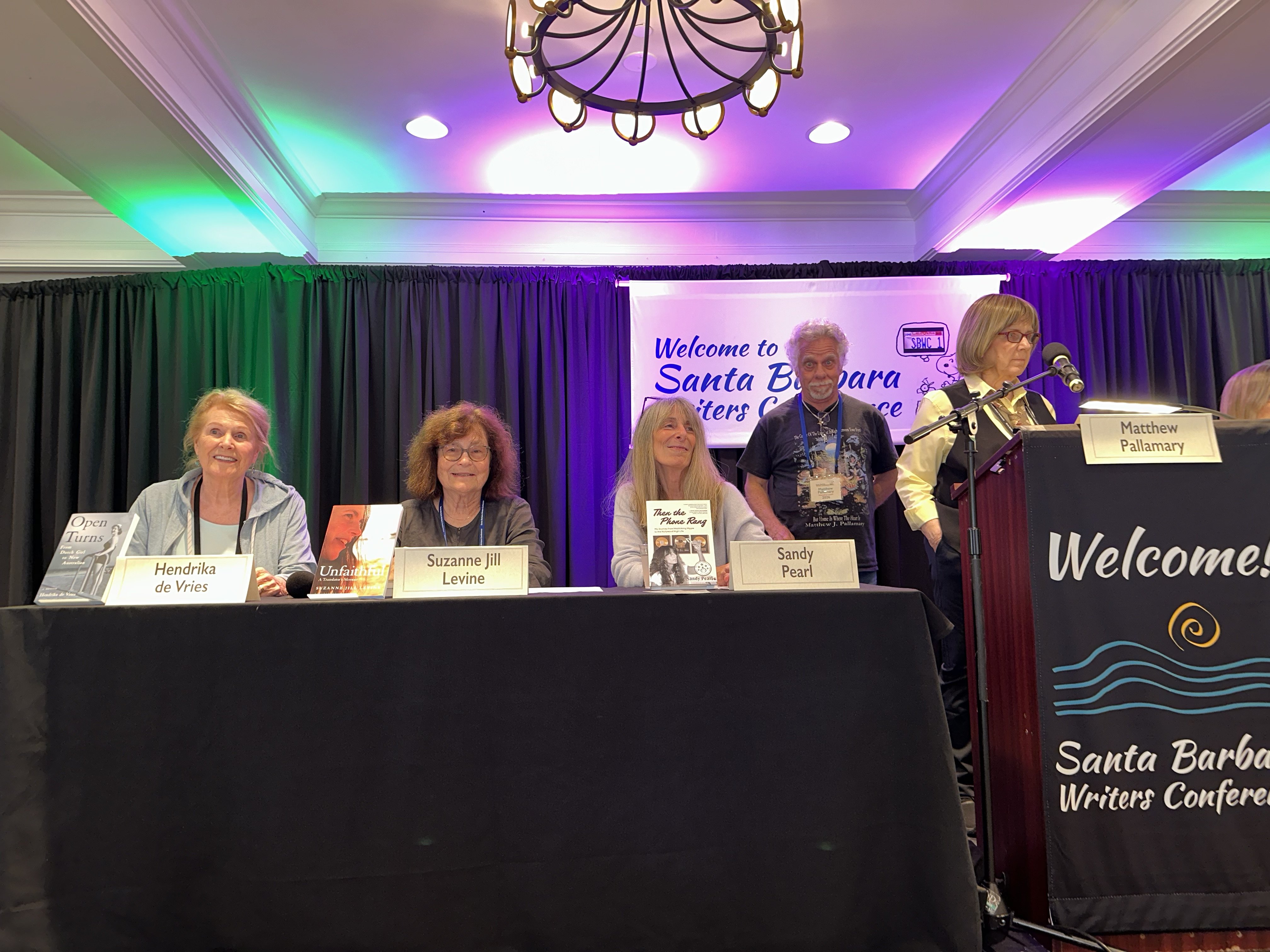 The Nonfiction Author Panel — Hendrika de Vries, Suzanne Jill Levine, Sandy Pearl, and Matthew Pallamary at the podium