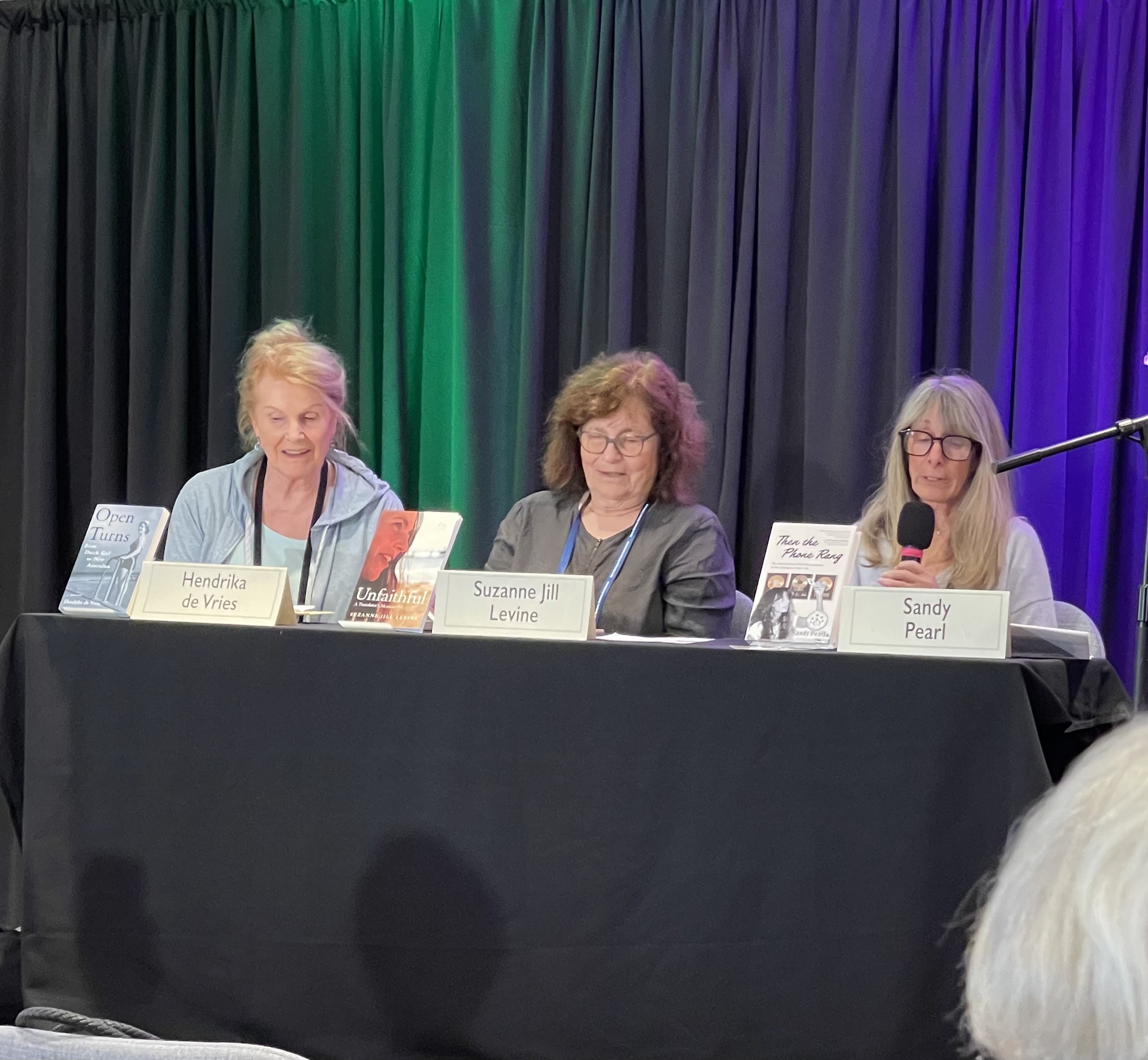 Hendrika de Vries, Suzanne Jill Levine, and Sandy Pearl speaking on the Nonfiction Author Panel